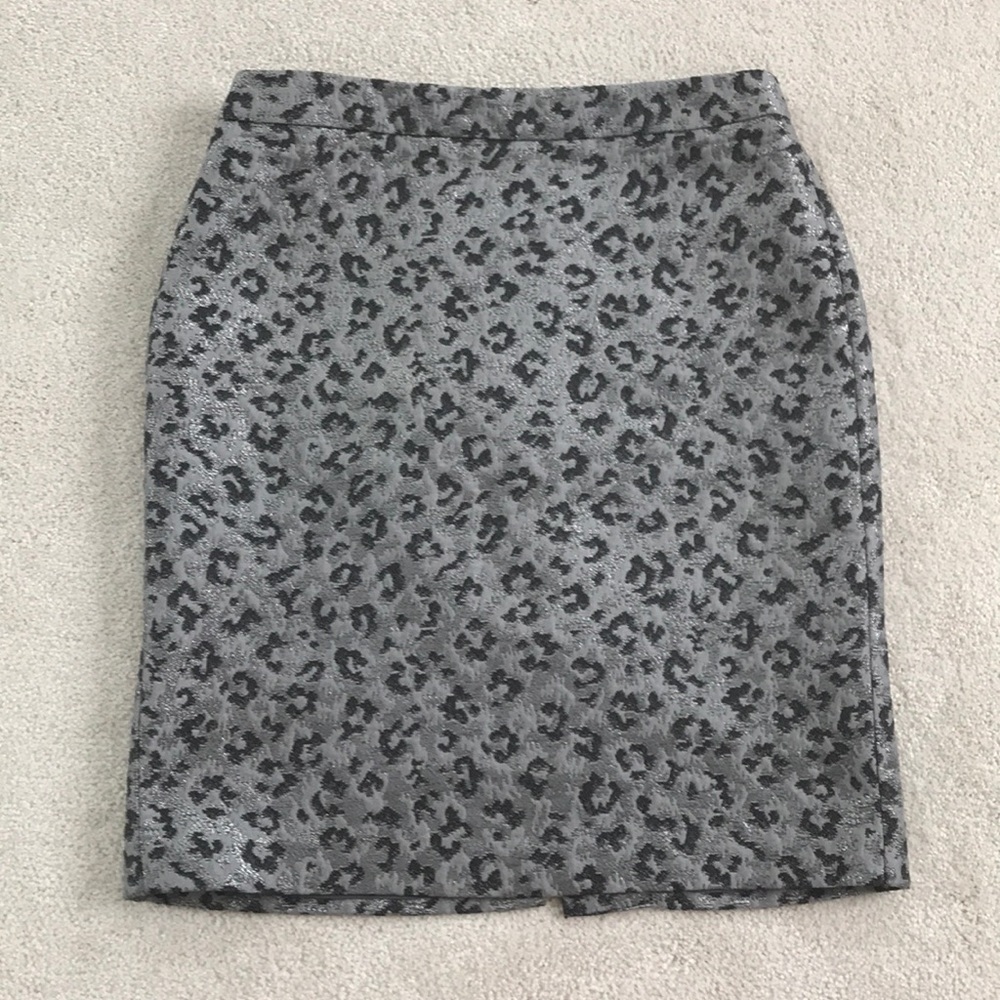 Loft animal print metallic pencil skirt